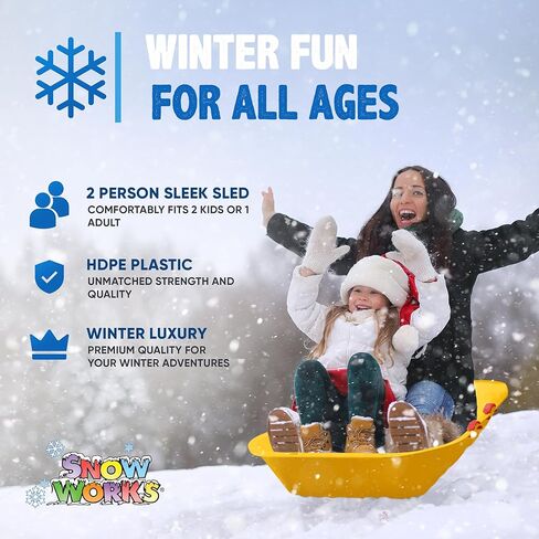 زلاجة توبوغان مدى الحياة 47.5 بوصة: زلاجات بلاستيكية متينة عالية الكثافة للبالغين والأطفال والمراهقين زلاجات ثلجية لشخصين للأطفال والكبار مع مقابض وحبل سحب in Kuwait