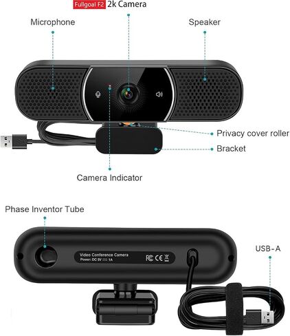 كاميرا غرفة الاجتماعات، كاميرا ويب مع ميكروفون ومكبر صوت، كاميرا مؤتمرات فيديو USB، كاميرا ويب عالية الدقة بزاوية عريضة 2K لمؤتمرات الفيديو في المكتب المنزلي، متوافقة مع التكبير/التصغير والفرق وتقليل الضوضاء in Saudi Arabia