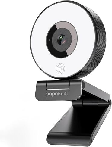 papalook PA552 4K Webcam with Ring Light, Autofocus, Microphone, Privacy Cover - Plug & Play USB for PC/Mac/Laptop/Desktop, Zoom Video Conference, Streaming in Kuwait