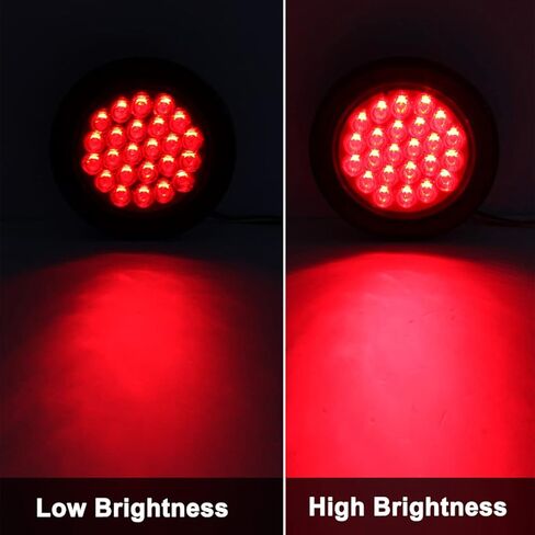 4 قطع 4 بوصة مصابيح LED مستديرة للمقطورة 24 LED 2 أحمر + 2 أبيض مقاومة للماء لإيقاف الفرامل وإيقاف الانعطاف أضواء مقطورة مختومة مثبتة على السقف لشاحنة مقطورة RV قارب UTE 12 فولت جروميت والمكونات متضمنة in Kuwait