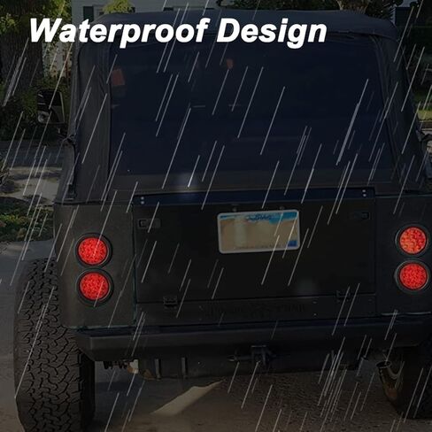 4 قطع 4 بوصة مصابيح LED مستديرة للمقطورة 24 LED 2 أحمر + 2 أبيض مقاومة للماء لإيقاف الفرامل وإيقاف الانعطاف أضواء مقطورة مختومة مثبتة على السقف لشاحنة مقطورة RV قارب UTE 12 فولت جروميت والمكونات متضمنة in Kuwait