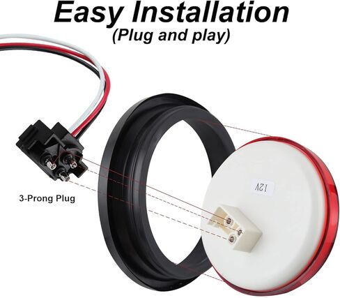 4 قطع 4 بوصة مصابيح LED مستديرة للمقطورة 24 LED 2 أحمر + 2 أبيض مقاومة للماء لإيقاف الفرامل وإيقاف الانعطاف أضواء مقطورة مختومة مثبتة على السقف لشاحنة مقطورة RV قارب UTE 12 فولت جروميت والمكونات متضمنة in Kuwait