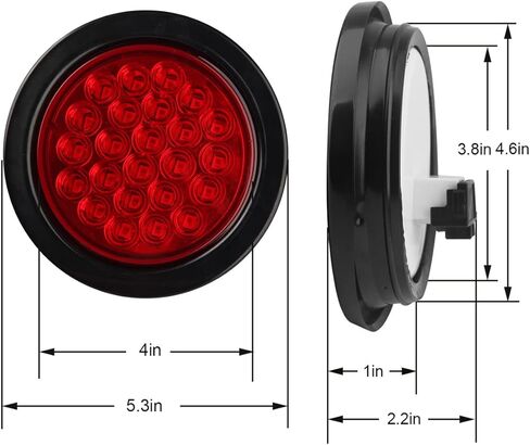 4 قطع 4 بوصة مصابيح LED مستديرة للمقطورة 24 LED 2 أحمر + 2 أبيض مقاومة للماء لإيقاف الفرامل وإيقاف الانعطاف أضواء مقطورة مختومة مثبتة على السقف لشاحنة مقطورة RV قارب UTE 12 فولت جروميت والمكونات متضمنة in Kuwait