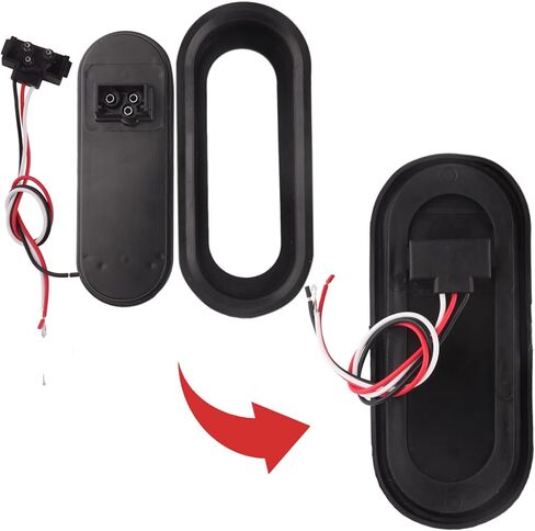 8 قطع 6 بوصات مصابيح LED بيضاوية للمقطورة، 24-LED 6 بوصات بيضاوية LED توقف الانعطاف أضواء خلفية للفرامل مثبتة بحلقة تثبيت مع 3 مقابس سلكية للمقطورة RV شاحنة حافلة in Kuwait