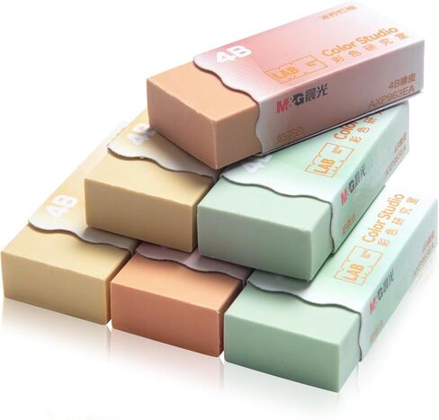 M&G 6 Pcs Pencil Erasers, Assort Color Rectangular Erasers, Writing Erasers for School Office, Art Erasers for Drawing (Macarons) in Kuwait