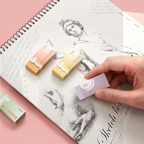 M&G 6 Pcs Pencil Erasers, Assort Color Rectangular Erasers, Writing Erasers for School Office, Art Erasers for Drawing (Macarons) in Kuwait