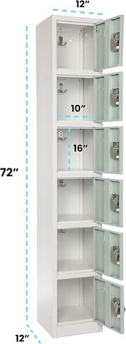 AdirOffice Large School Locker with 6 Doors 6 Hooks Storage Locker for Garage Storage - Office Storage Lockers (6 Door, Black) in Kuwait