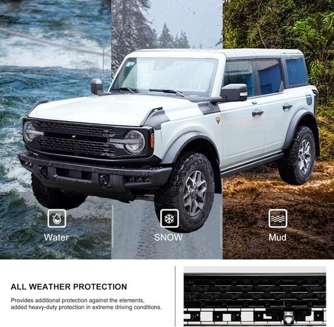 شبكة أمامية KIWI MASTER متوافقة مع ملحقات Ford Bronco 2021-2024 شبكة مصد سوداء غير لامعة (متضمنة حروف، قابلة للطلاء) in Saudi Arabia