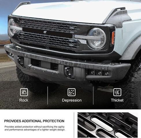 شبكة أمامية KIWI MASTER متوافقة مع ملحقات Ford Bronco 2021-2024 شبكة مصد سوداء غير لامعة (متضمنة حروف، قابلة للطلاء) in Saudi Arabia