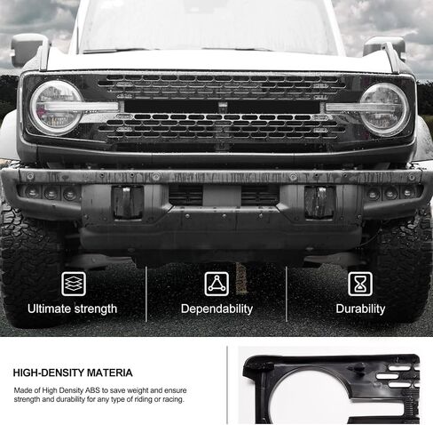 شبكة أمامية KIWI MASTER متوافقة مع ملحقات Ford Bronco 2021-2024 شبكة مصد سوداء غير لامعة (متضمنة حروف، قابلة للطلاء) in Saudi Arabia