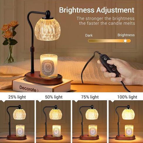Candle Warmer Lamp with Timer, Stepless DimmingAromatherapy Wax Melter, Ideal for Small and Large Candles, Home Decor, and Scented Candle Heating with 2 * 50W Bulbs (Gold) in Saudi Arabia