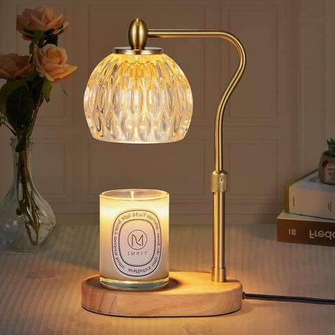 Candle Warmer Lamp with Timer, Stepless DimmingAromatherapy Wax Melter, Ideal for Small and Large Candles, Home Decor, and Scented Candle Heating with 2 * 50W Bulbs (Gold) in Saudi Arabia
