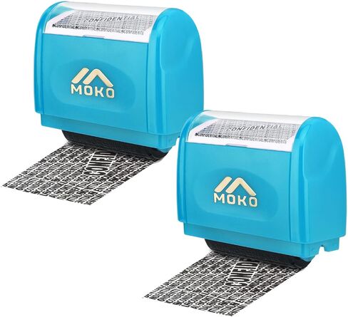 MoKo Identity Theft Protection Stamp Roller, Refillable Self Inking Wide Roller Security Stamp, Private & Confidential Stamp Roller for Personal Information Blackout, Large Size, Blue in Saudi Arabia