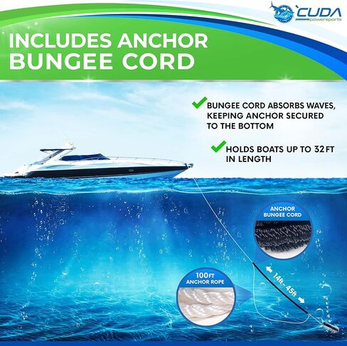 طقم مرساة القارب - طقم مرساة القارب النهائي 19 رطل مجلفن بالغمس الساخن 9 مراسي للقوارب الفولاذية مقاس 25 بوصة، طقم مرساة للقوارب العائمة، صندوق مرساة كبير، مرساة صندوقية للقارب العائم in Kuwait