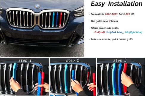 خطوط ملونة مصبغة متوافقة مع ملحقات bmw 2022-2024 BMW G01 X3 ملحقات إدراج الشبكة 7-Beam in Kuwait
