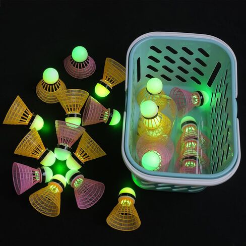 24 Pack LED Badminton Shuttlecocks for Baseball Practice, 2.2-Inch Nylon Feather Birdies with Glow-in-The-Dark Lights for 23803BH Ptiching Machine, Indoors & Outdoors (Orange&Purple) in Kuwait
