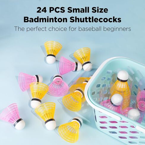 24 Pack LED Badminton Shuttlecocks for Baseball Practice, 2.2-Inch Nylon Feather Birdies with Glow-in-The-Dark Lights for 23803BH Ptiching Machine, Indoors & Outdoors (Orange&Purple) in Kuwait