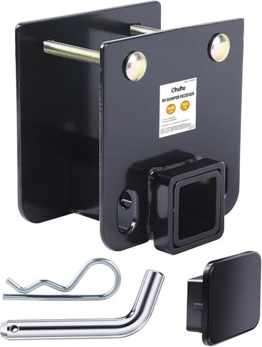 Ohuhu RV Bumper Hitch 2" Receiver Adapter with Hitch Pin & Hitch Cover, Openning 3500 LBS Capacity Fits 4" x 4" Bumper Trailer Towing Cargo Carrier Bike Racks in Saudi Arabia