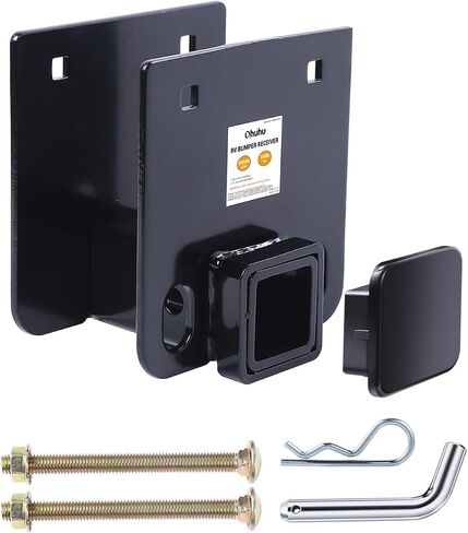 Ohuhu RV Bumper Hitch 2" Receiver Adapter with Hitch Pin & Hitch Cover, Openning 3500 LBS Capacity Fits 4" x 4" Bumper Trailer Towing Cargo Carrier Bike Racks in Saudi Arabia