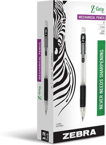 Zebra Pen Z-Grip Mechanical Pencil, 0.5mm Point Size, HB #2 Graphite, Black Grip, 12 Pack (52310) in Saudi Arabia