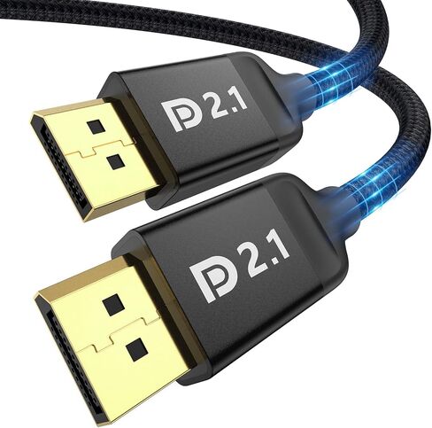 كابل Silkland DisplayPort 2.1 بطول 10 أقدام، كابل DP 2.0 [16K@60 هرتز، 8K@120 هرتز، 4K@240 هرتز، 2K@360 هرتز] 80 جيجابت في الثانية HDR، HDCP DSC 1.2a، شاشة ألعاب FreeSync G-Sync المتوافقة 4090 3090Ti 7900XTX in Kuwait