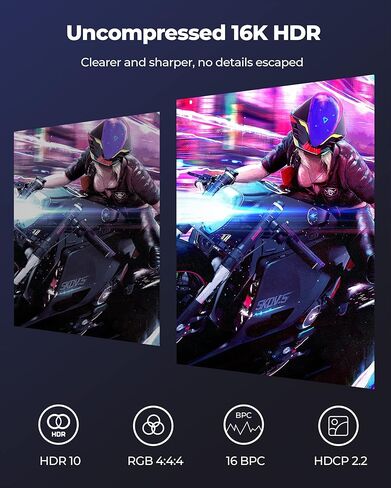 كابل Silkland DisplayPort 2.1 بطول 10 أقدام، كابل DP 2.0 [16K@60 هرتز، 8K@120 هرتز، 4K@240 هرتز، 2K@360 هرتز] 80 جيجابت في الثانية HDR، HDCP DSC 1.2a، شاشة ألعاب FreeSync G-Sync المتوافقة 4090 3090Ti 7900XTX in Kuwait