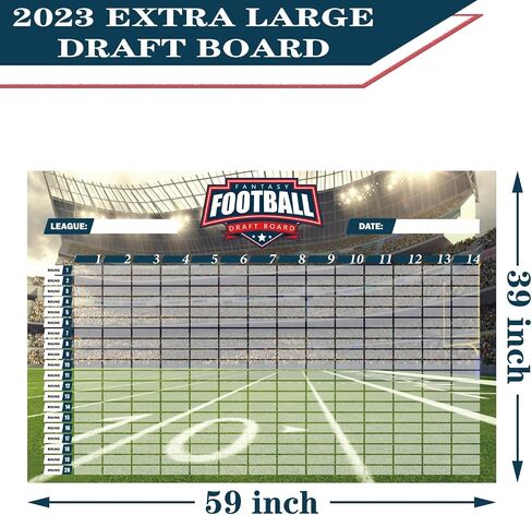 مجموعة Fantasy Football Draft Board 2023-2024 لوحة كبيرة جدًا مع 14 فريقًا 20 جولة 500+ ملصقات للاعبين 2023 أفضل مبتدئ وملصق فارغ in Kuwait
