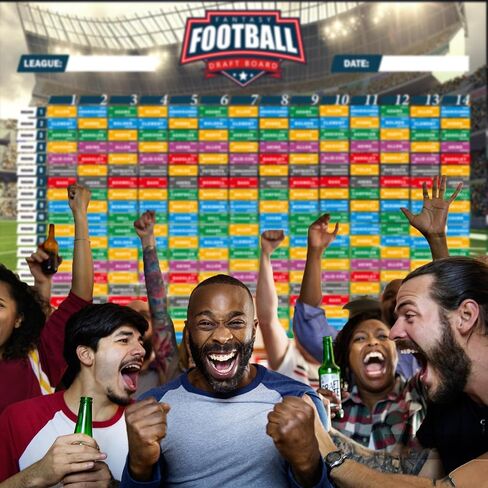 مجموعة Fantasy Football Draft Board 2023-2024 لوحة كبيرة جدًا مع 14 فريقًا 20 جولة 500+ ملصقات للاعبين 2023 أفضل مبتدئ وملصق فارغ in Kuwait