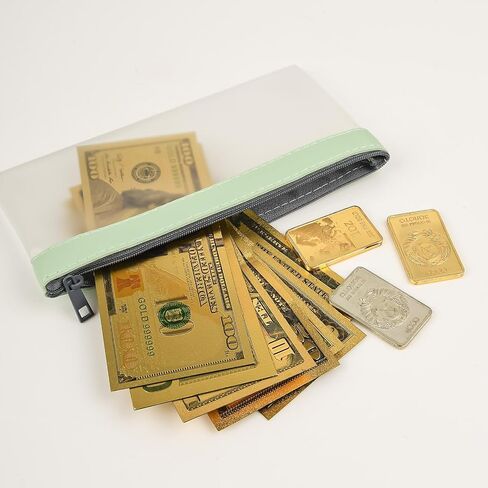 4 Pcs Money Pouches for Cash with Zipper, 7.7 x 3.9inch Reusable Clear Plastic Zipper Pouches Waterproof Cash Envelopes for Collectors Office Supplies (4 Colors) in Saudi Arabia