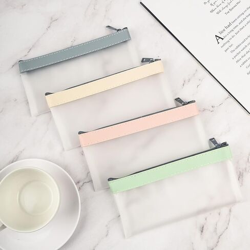 4 Pcs Money Pouches for Cash with Zipper, 7.7 x 3.9inch Reusable Clear Plastic Zipper Pouches Waterproof Cash Envelopes for Collectors Office Supplies (4 Colors) in Saudi Arabia