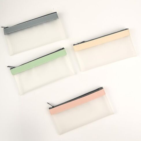 4 Pcs Money Pouches for Cash with Zipper, 7.7 x 3.9inch Reusable Clear Plastic Zipper Pouches Waterproof Cash Envelopes for Collectors Office Supplies (4 Colors) in Saudi Arabia
