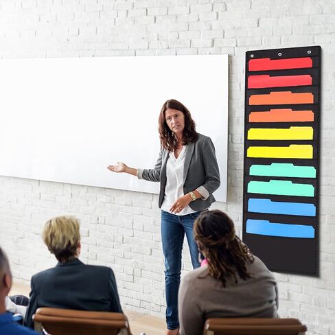 6 Pack Storage Pocket Chart with 10 Pockets Heavy Duty Storage Pocket Chart for Classroom and Office, 18 Over Door Hangers Included, Hanging File Folders Organizer for Assignments Scrapbook, Black in Kuwait