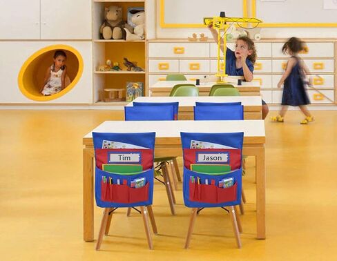 Chairback Buddy Pocket,Chair Pocket Back of Chair Organizer Seat Back Pockets Storage with Label Slot Multiple Pockets for School Home Classrooms in Saudi Arabia