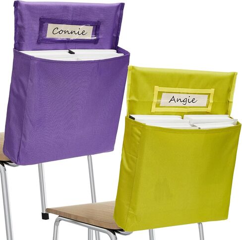Lewtemi 2 Pack Chair Back Pockets Storage School Seat Pockets Storage for Classrooms Desk Pocket Organizer without Name Tag, 18 x 17 Inch(Blue, Green) in Saudi Arabia