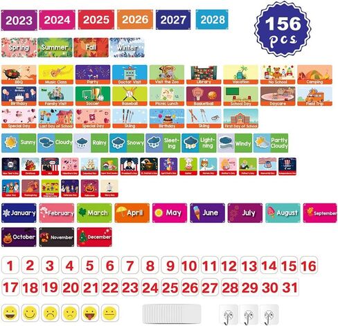 مخطط جيب للتقويم والطقس لتعلم الأطفال، كبير 35 بوصة × 27.5 بوصة، مخطط جيب لتقويم التعليم المنزلي مع 156 بطاقة، تقويم شهري لمستلزمات الفصول الدراسية في المدرسة المنزلية ورياض الأطفال in Kuwait