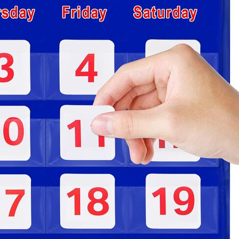 مخطط جيب للتقويم والطقس لتعلم الأطفال، كبير 35 بوصة × 27.5 بوصة، مخطط جيب لتقويم التعليم المنزلي مع 156 بطاقة، تقويم شهري لمستلزمات الفصول الدراسية في المدرسة المنزلية ورياض الأطفال in Kuwait