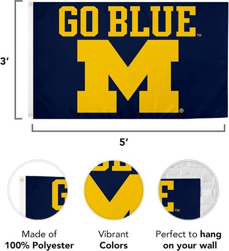 Desert Cactus University of Michigan Flag Wolverines UM U of M Flags Banners 100% Polyester Indoor Outdoor 3x5 (Style A) in Saudi Arabia