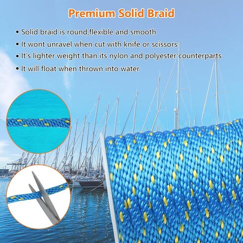Anchor Rope 50 ft x 3/8 inch, Premium Solid Braid MFP Anchor Line, Boat Anchor Rope with 316 Stainless Steel Thimble & Shackle, Marine Anchor Rope for Many Anchors & Boats, Green and Black in Saudi Arabia