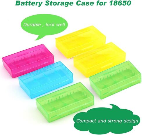 10 قطع حافظة تخزين بطاريات ملونة شفافة لبطارية 2 18650 أو 4 CR123A (فتحتان - 10 قطع متعددة الألوان) in Kuwait