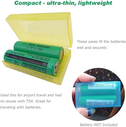 10 قطع حافظة تخزين بطاريات ملونة شفافة لبطارية 2 18650 أو 4 CR123A (فتحتان - 10 قطع متعددة الألوان) in Kuwait