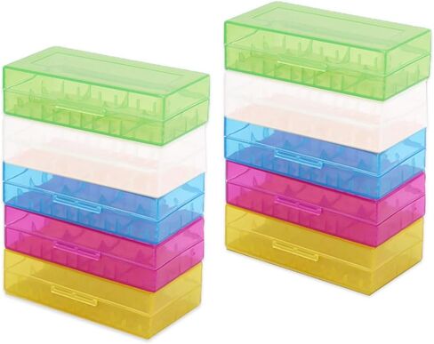 10 قطع حافظة تخزين بطاريات ملونة شفافة لبطارية 2 18650 أو 4 CR123A (فتحتان - 10 قطع متعددة الألوان) in Kuwait