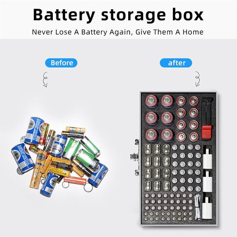 Hard Battery Organizer Storage Box - Holds 100+ Batteries + Battery Tester | Durable | Waterproof & Shockproof | Organize and Store AA AAA C D 9V Batteries (Diamond Panel, Black-1) in Saudi Arabia
