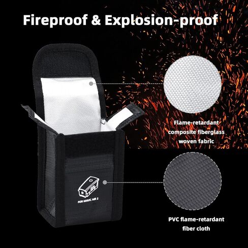 HeiyRC Battery Safe Bag & Battery Dust-proof Plugs for DJI Air 2S/Mavic Air 2 Batteries Protection Storage Case Fireproof Explosion-proof Pouch (3+1 Set) in Saudi Arabia