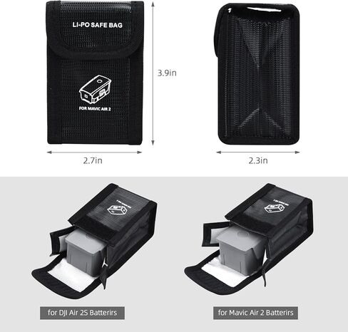 HeiyRC Battery Safe Bag & Battery Dust-proof Plugs for DJI Air 2S/Mavic Air 2 Batteries Protection Storage Case Fireproof Explosion-proof Pouch (3+1 Set) in Saudi Arabia