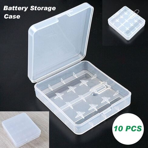 10 عبوات من علبة تخزين البطاريات البلاستيكية / صندوق / منظم / حامل لـ 4 بطاريات 18650 أو 8 بطاريات RCR123A - غلاف أبيض (4 فتحات - أبيض - 10 قطع) in Kuwait