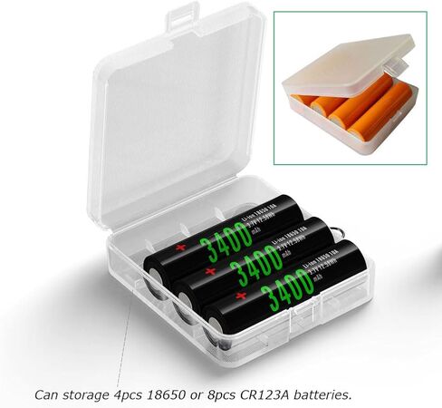 10 عبوات من علبة تخزين البطاريات البلاستيكية / صندوق / منظم / حامل لـ 4 بطاريات 18650 أو 8 بطاريات RCR123A - غلاف أبيض (4 فتحات - أبيض - 10 قطع) in Kuwait