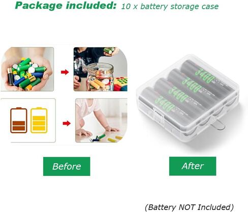 10 عبوات من علبة تخزين البطاريات البلاستيكية / صندوق / منظم / حامل لـ 4 بطاريات 18650 أو 8 بطاريات RCR123A - غلاف أبيض (4 فتحات - أبيض - 10 قطع) in Kuwait