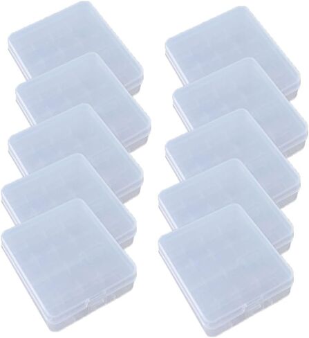 10 عبوات من علبة تخزين البطاريات البلاستيكية / صندوق / منظم / حامل لـ 4 بطاريات 18650 أو 8 بطاريات RCR123A - غلاف أبيض (4 فتحات - أبيض - 10 قطع) in Kuwait