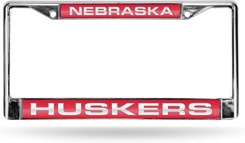 Rico Industries NCAA Nebraska Cornhuskers Red Chrome Laser License Frame 12" x 6" in Saudi Arabia