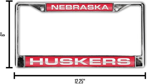 Rico Industries NCAA Nebraska Cornhuskers Red Chrome Laser License Frame 12" x 6" in Saudi Arabia
